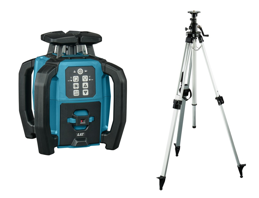 Makita SKR001ZX2 Rotationslaser gr&uuml;n 800 m mit Stativ 2700 mm exkl. Akku und Ladeger&auml;t im Kunststoffkoffer