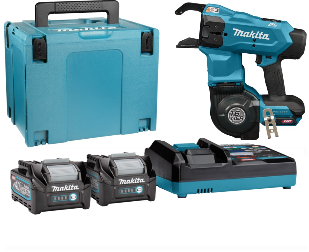 Makita TR001GD203 XGT 40V Max Accu-Flechtmaschine 1.6mm inkl. 2x 2.5Ah Akkus und Schnellladeger&auml;t in Mbox