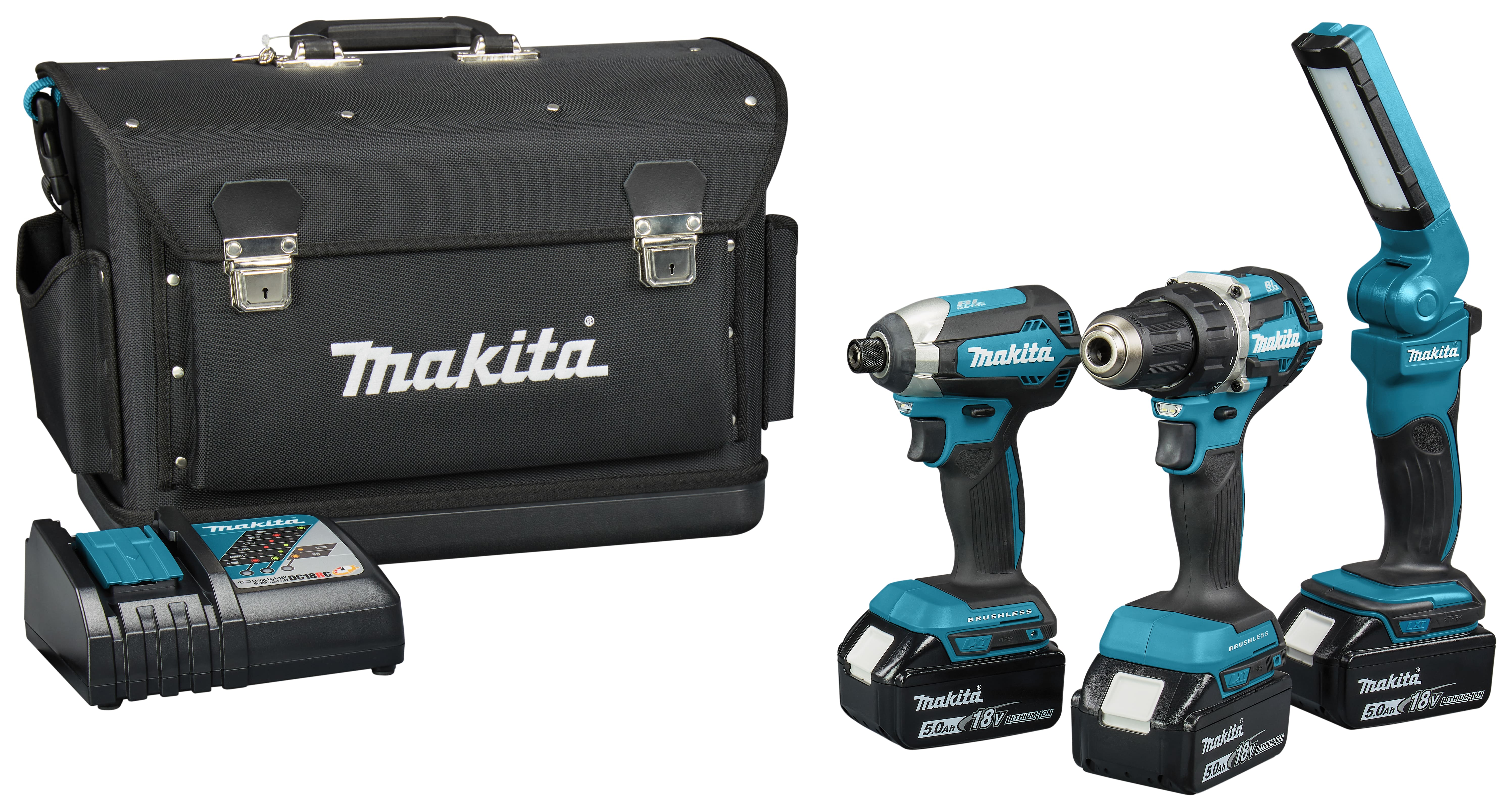 Makita DLX3090TX1 Kombi-Set 18V 5.0 AH Li-ion + Akku-Bohrmaschine DDF484 + Schlagbohrmaschine DTD153 mit 3 Akkus + 5 Jahre Händler-Garantie!