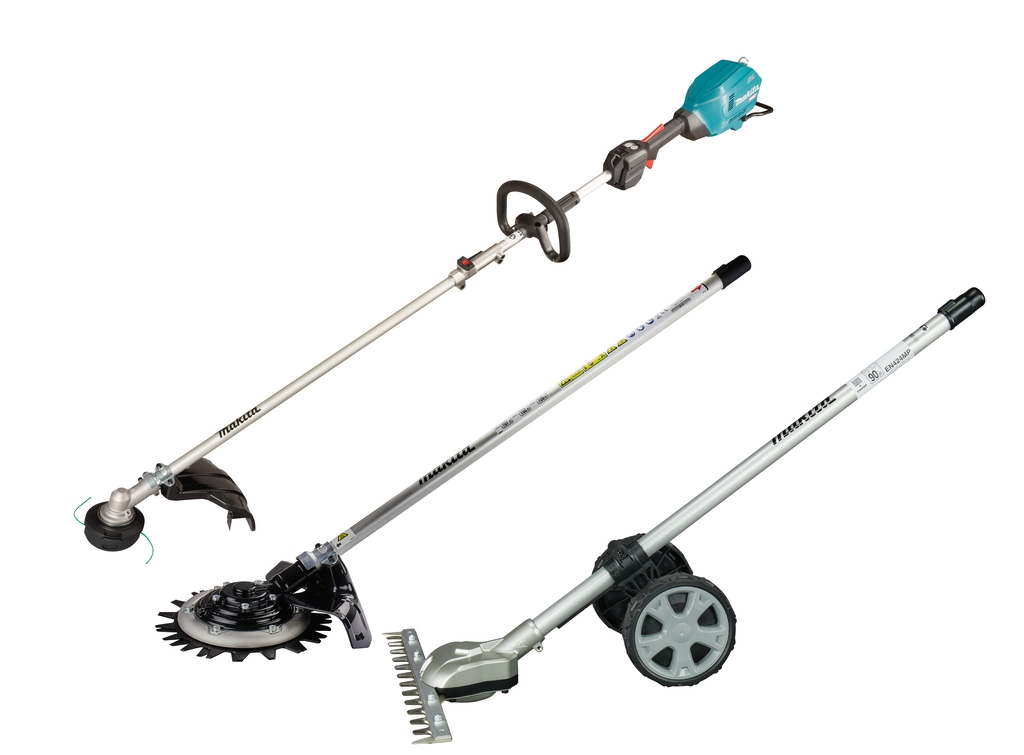 Makita UX01GZNL1 Akku-Kombisystem D-Griff 40V Max ohne Akkus und Ladegerät + Freischneider + Unkrauttrimmer und Messerbalkenaufsatz