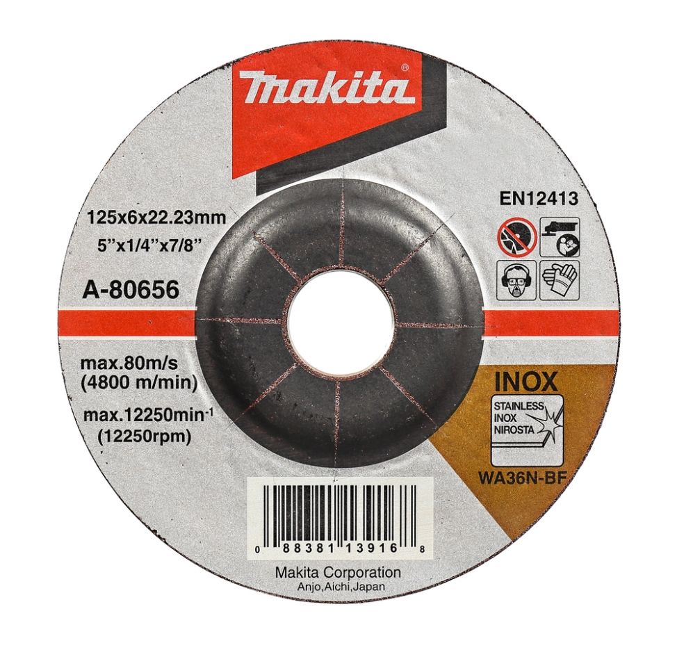 Makita Zubehör A-80656 Schleifscheibe 125x6mm aus rostfreiem Stahl