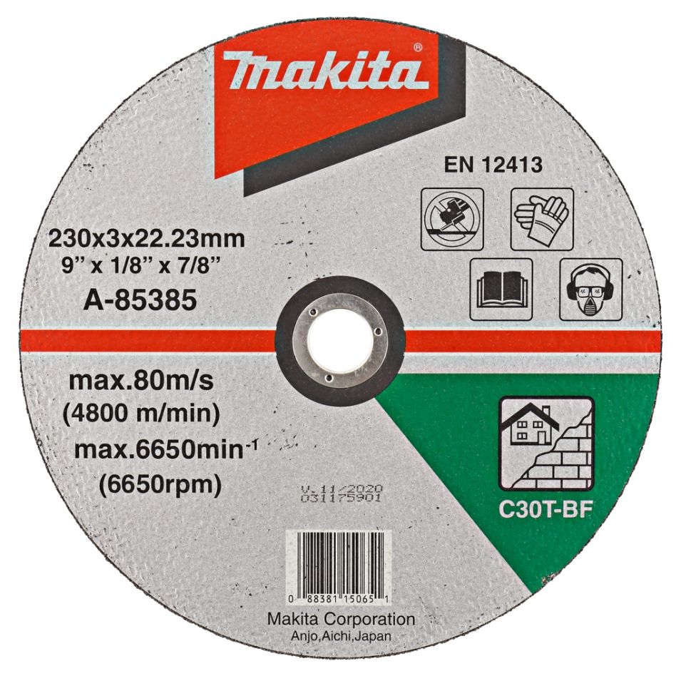 Makita Zubehör A-85385 Trennscheibe Stein 230 x 22,2 mm 1 Stück