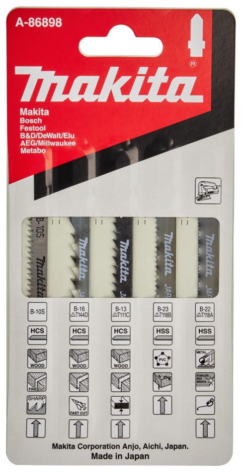 Makita Zubehör A-86898 Stichsägeblatt-Set. Ausgewählt 5 Stück 