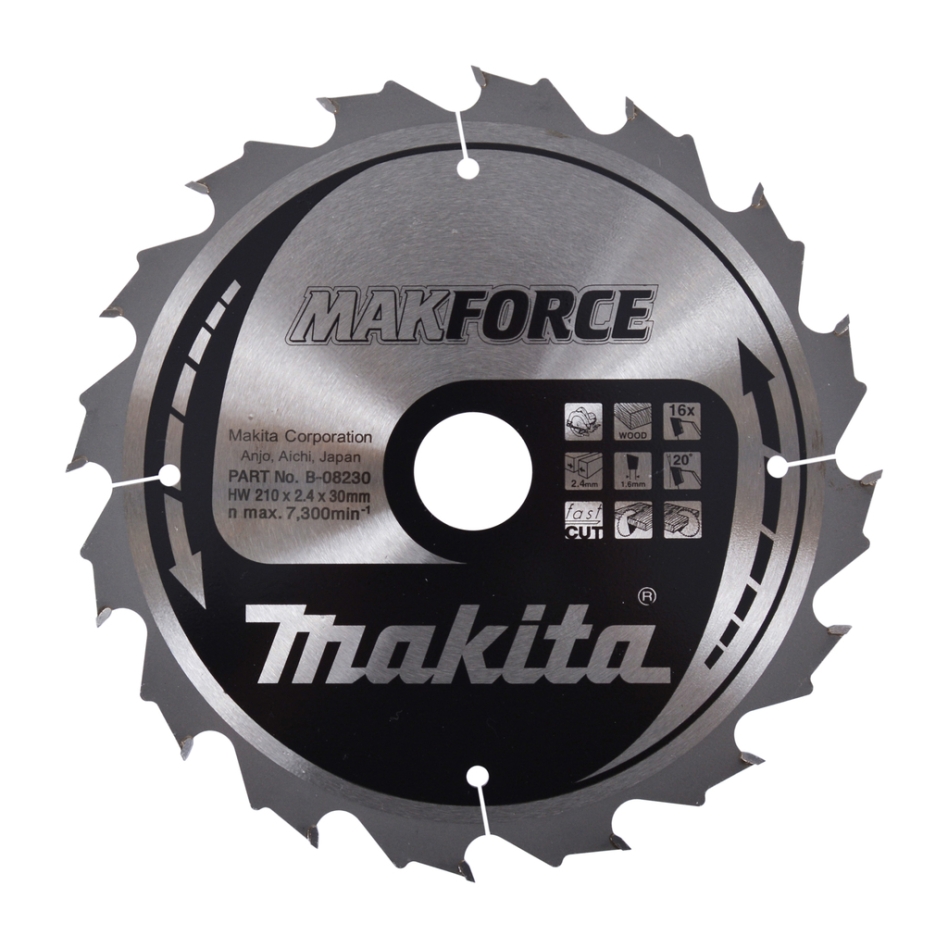 Makita Zubehör B-08230 HM-Sägeblatt Holz 210 x 30 x 16T