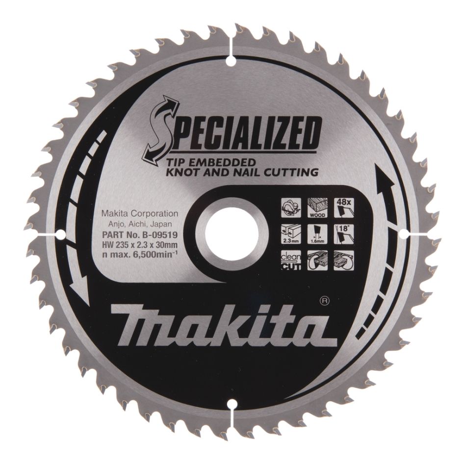 Makita Zubehör B-09519 HM-Sägeblatt Tip E 235 x 30 x 48T
