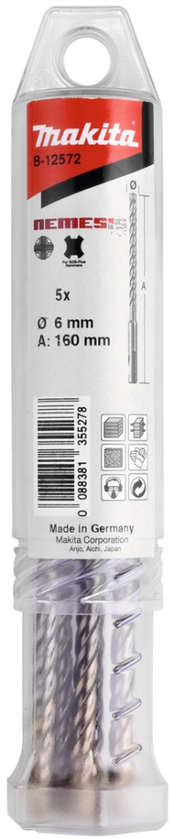 Makita Zubehör B-12572 P4S: Betonbohrer SDS-Plus 6x160mm