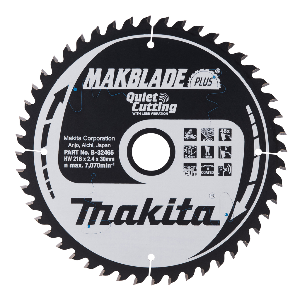 Makita Zubehör B-32465 Trennsägeblatt Holz Makblade-Plus 216x30x2,4 48T 5g