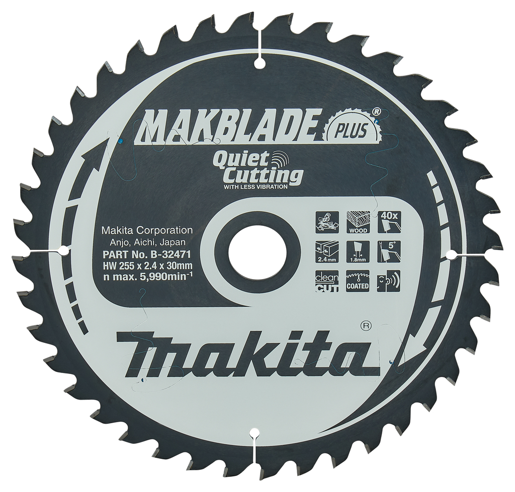 Makita Zubehör B-32471 Trennsägeblatt Holz Makblade-Plus 255x30x2.4 40T 5g