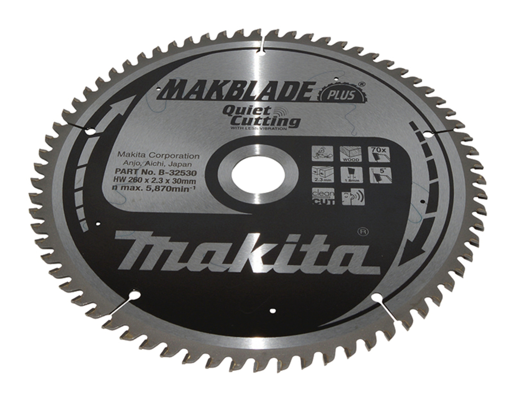 Makita Zubehör B-32530 Trennsägeblatt Holz Makblade-Plus 260x30x2,3 70T 5g