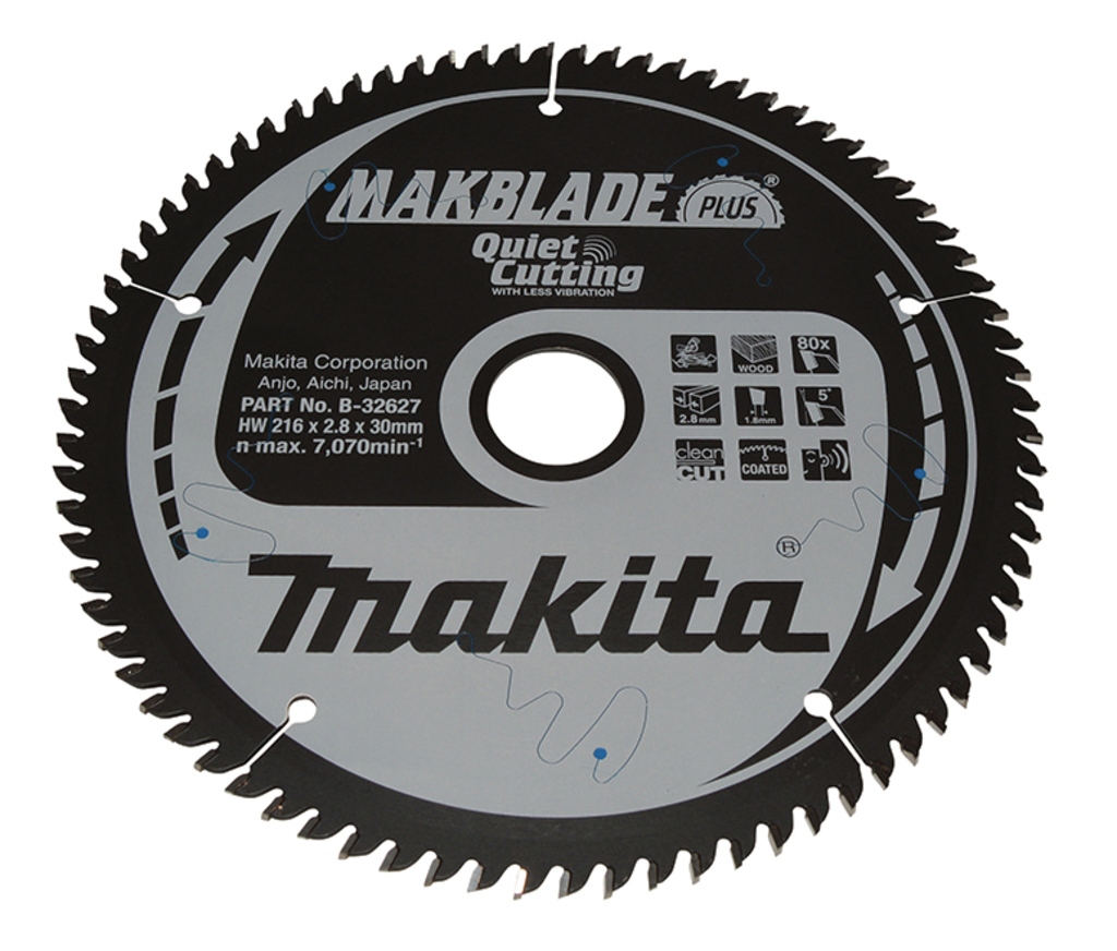Makita Zubeh&ouml;r B-32627 Makblade-Plus Kreiss&auml;geblatt 216x30x2.8 80T 5g