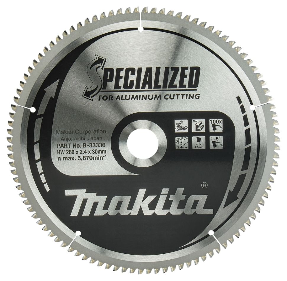 Makita Zubehör B-33336 HM-Kreissägeblatt Spezial Aluminium 260 x 30 x 100T