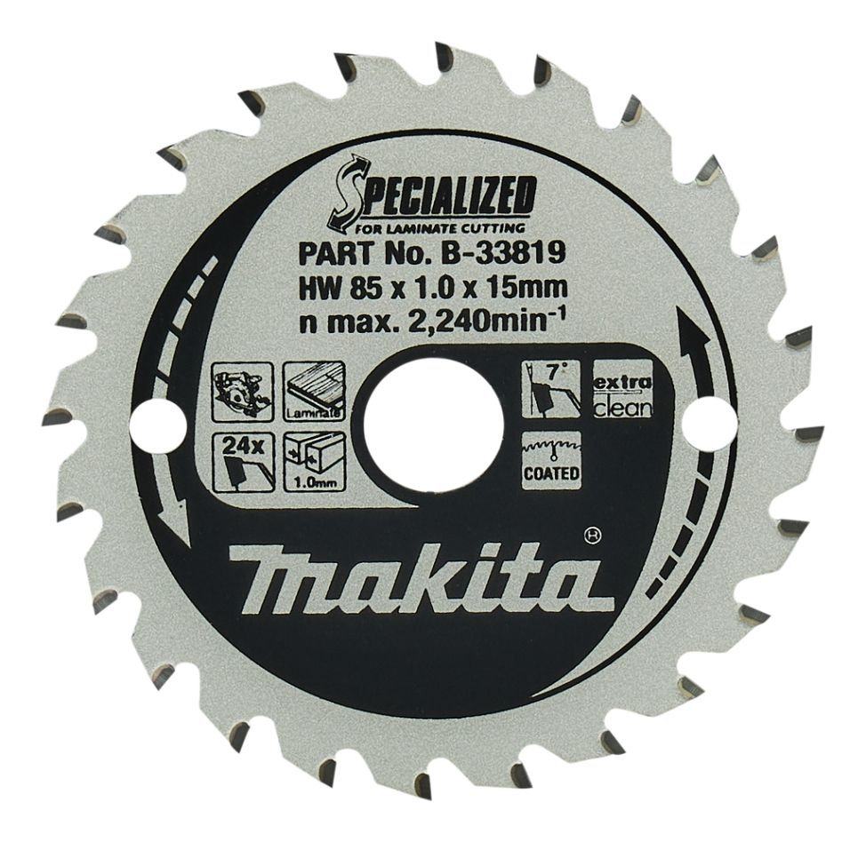 Makita Zubehör B-33819 B-29430 Sägeblatt Laminat 85x15x1,0 24T 7g