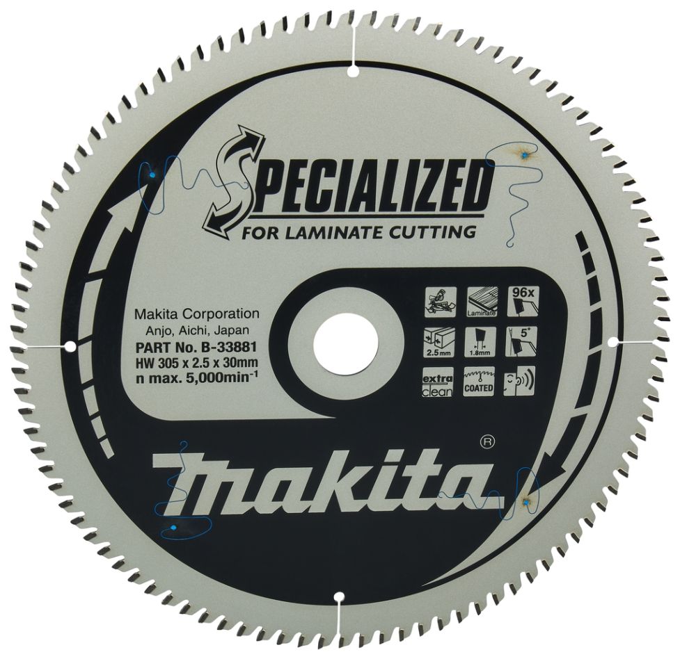 Makita Zubehör B-33881 Spezialisiertes Kreissägeblatt 305 x 30 x 2,5 96T