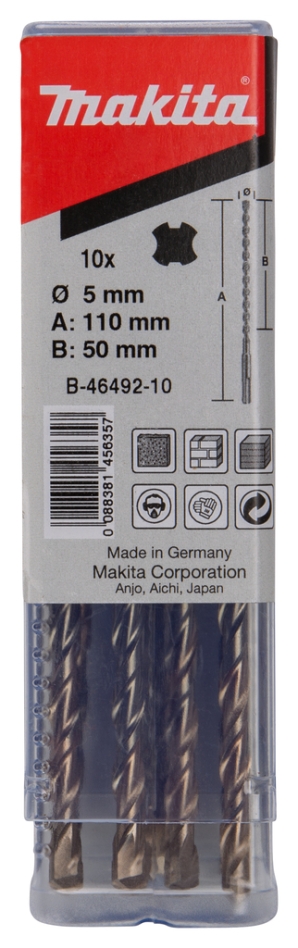 Makita Zubehör B-46492-10 SDS-V-PLUS-Bohrer-Set 5x110 10 Stück