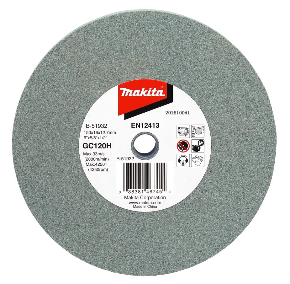 Makita Zubehör B-51932 Schleifstein Alu/Nicht-Eisen 150 x 16 x 12,7mm GC120H