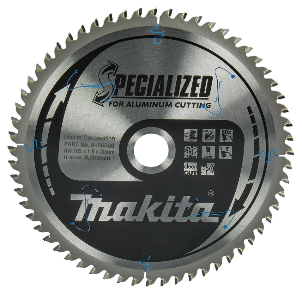 Makita Zubehör B-56568 HM-Sägeblatt Alu 165 x 20 x 1,8 60T 5G