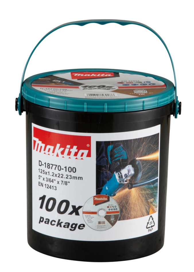Makita Zubehör D-18770-100 Trennscheibe aus rostfreiem Stahl 125 x 22,23 x 1,2 mm Pro 100 Stück