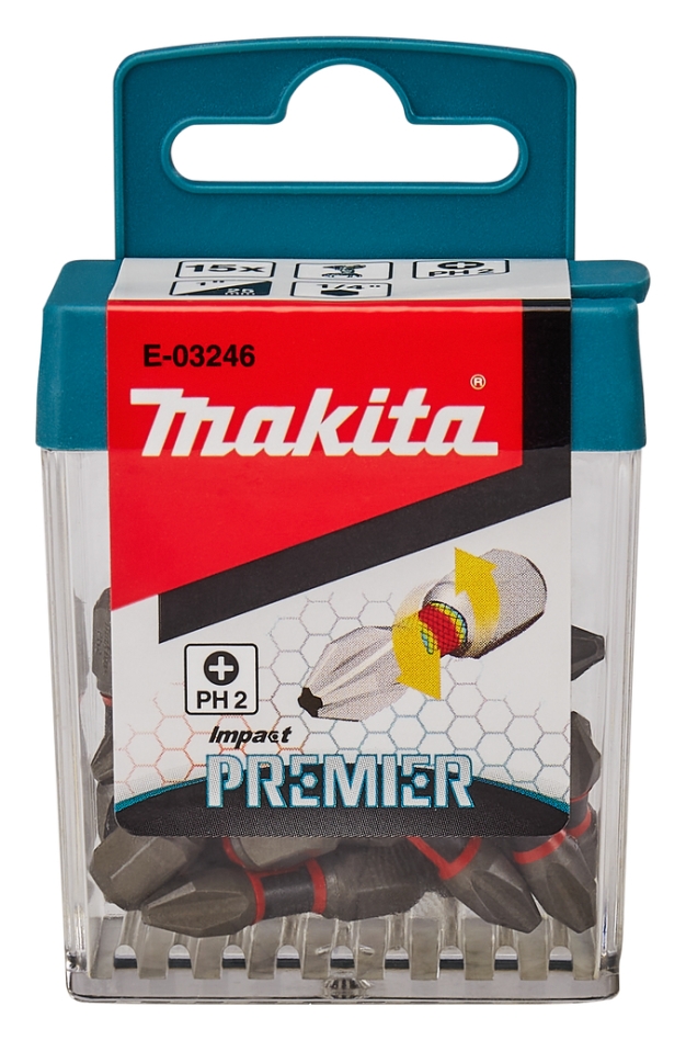 Makita Zubehör E-03246 Schlagschrauberbits PH2x25mm XTT Impact Premier pro 15 Stück