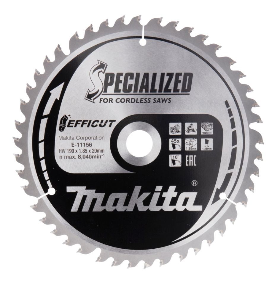 Makita Zubehör E-11184 Trennsägeblatt Holz Efficut 190x20x1.85 45T 10g