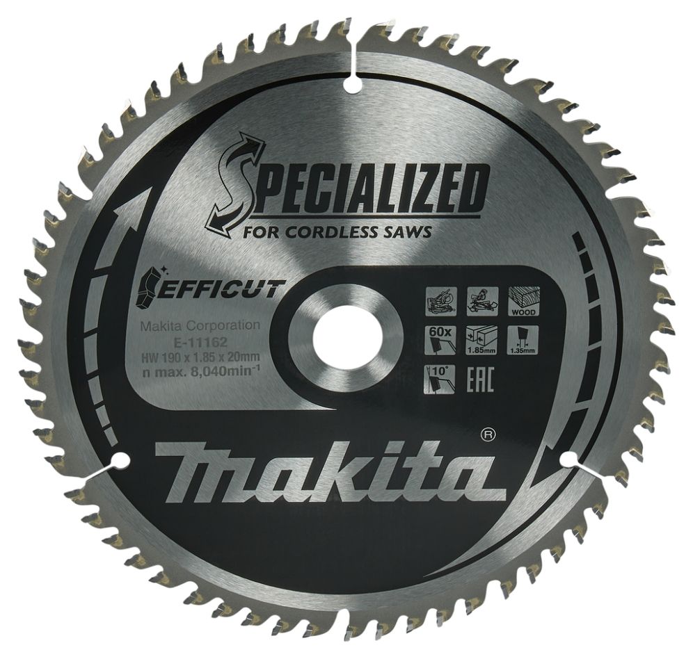 Makita Zubehör E-11190 Trennsägeblatt Holz Efficut 190x20x1.85 60T 10g