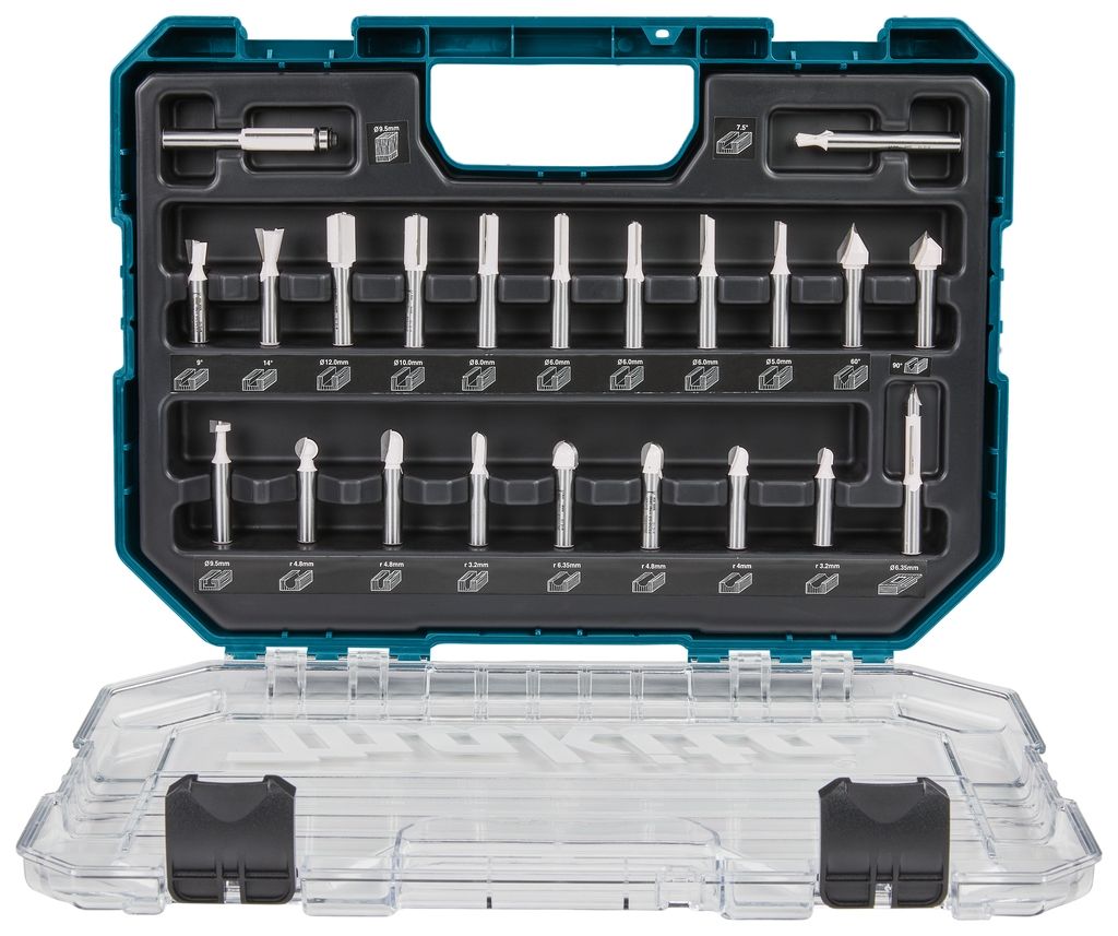 Makita Zubehör D-74784 Fräser-set 8mm 22-teilig im Kunststoffkoffer