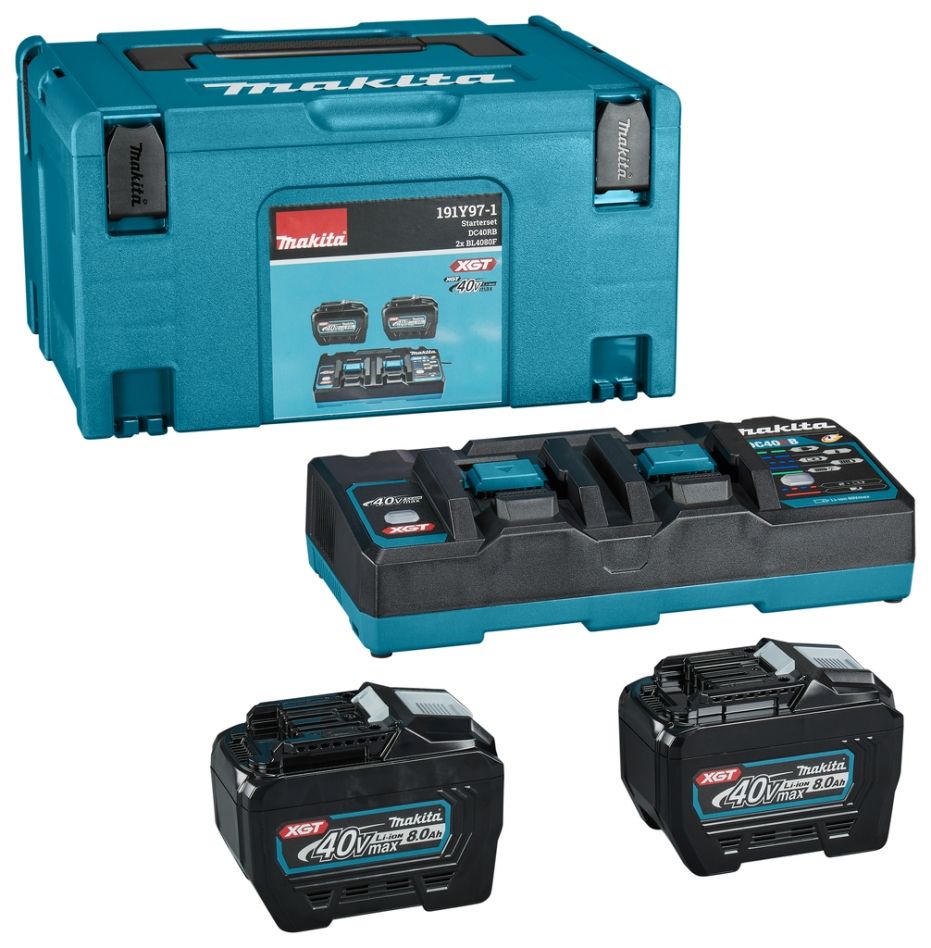 Makita Zubehör 191Y97-1 Starter-Set XGT DC40RB Duo Ladegerät + 2 x Akku BL4080F 40V max 8.0Ah in MBox