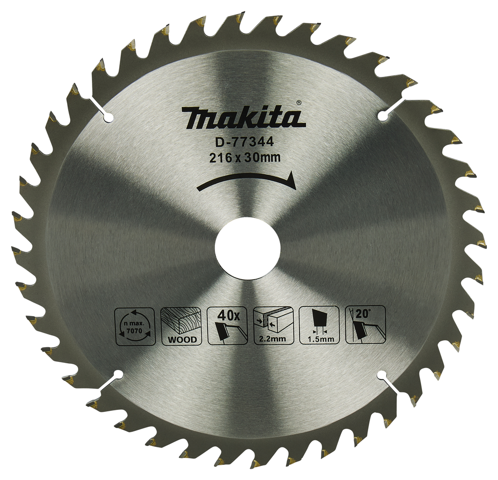 Makita Zubehör D-77344 Trennsägeblatt Holz 216x30x1,5 40T 20g, LS0816F