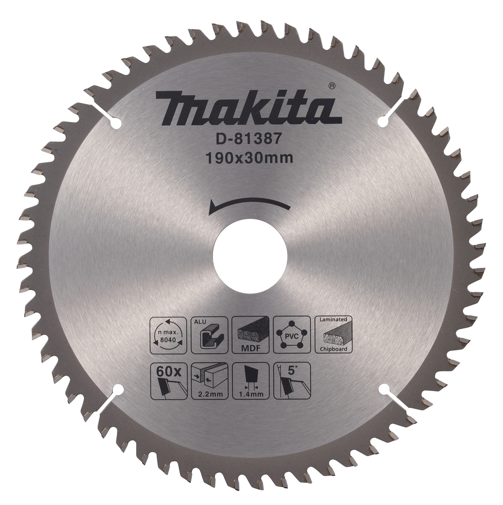 Makita Zubehör D-81387 Sägeblatt verschiedene Materialien 190x30x2,4 60T 5g