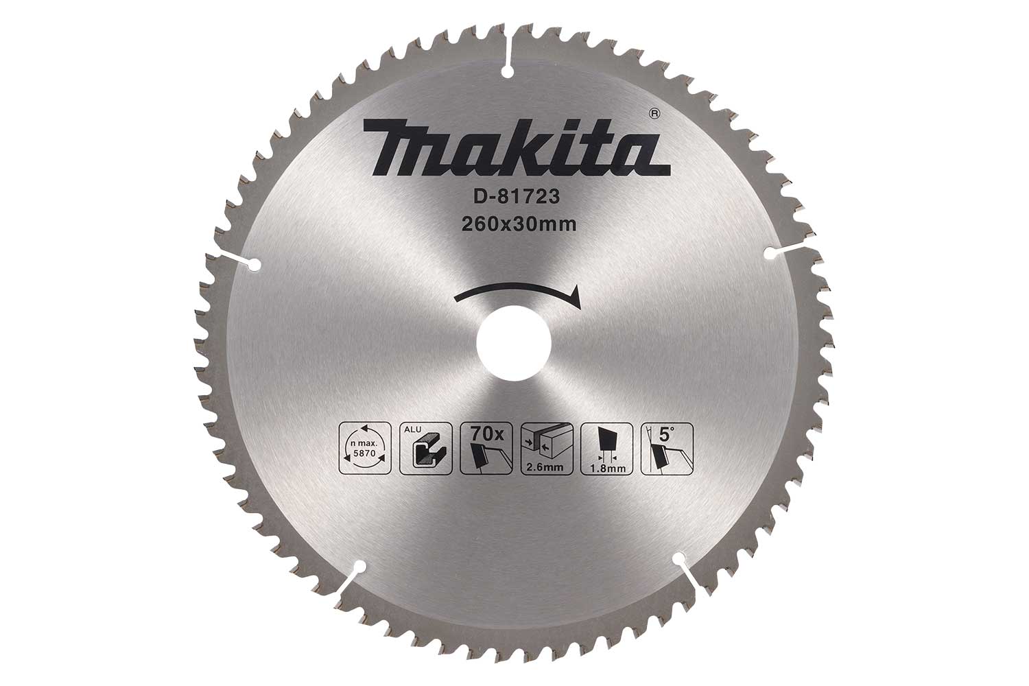Makita Zubehör D-81723 HM Kreissägeblatt Aluminium 260x30 70T 5g