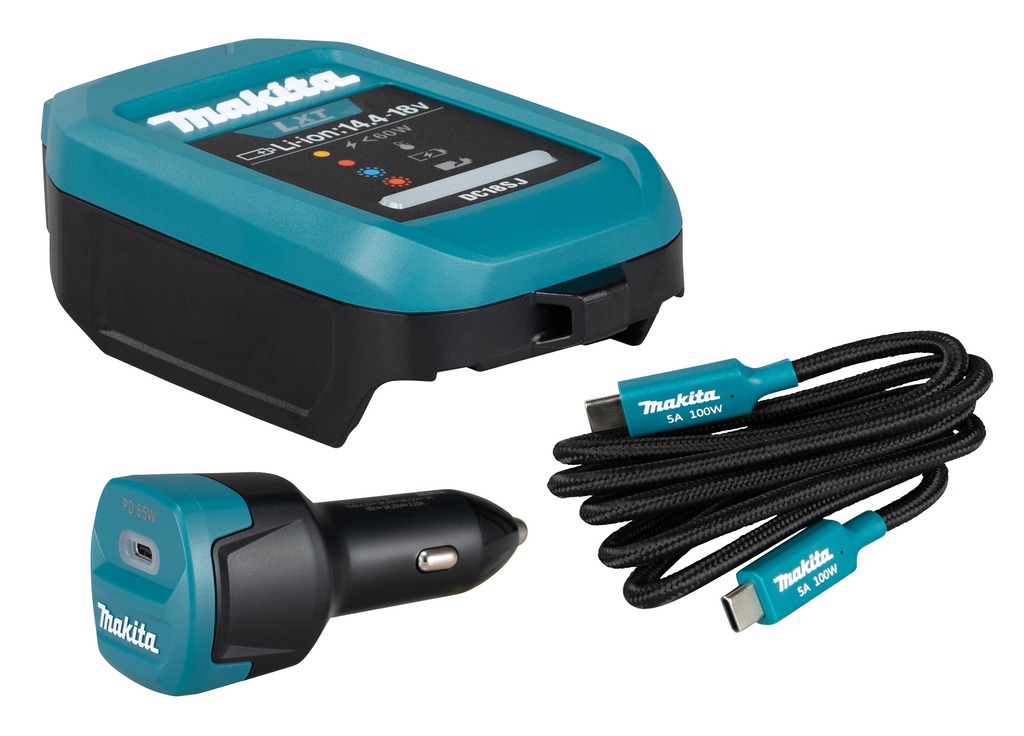 Makita Zubeh&ouml;r 1915U4-1 LXT DC18SJ USB-C Ladeger&auml;t Set + 12-24V Autoadapter