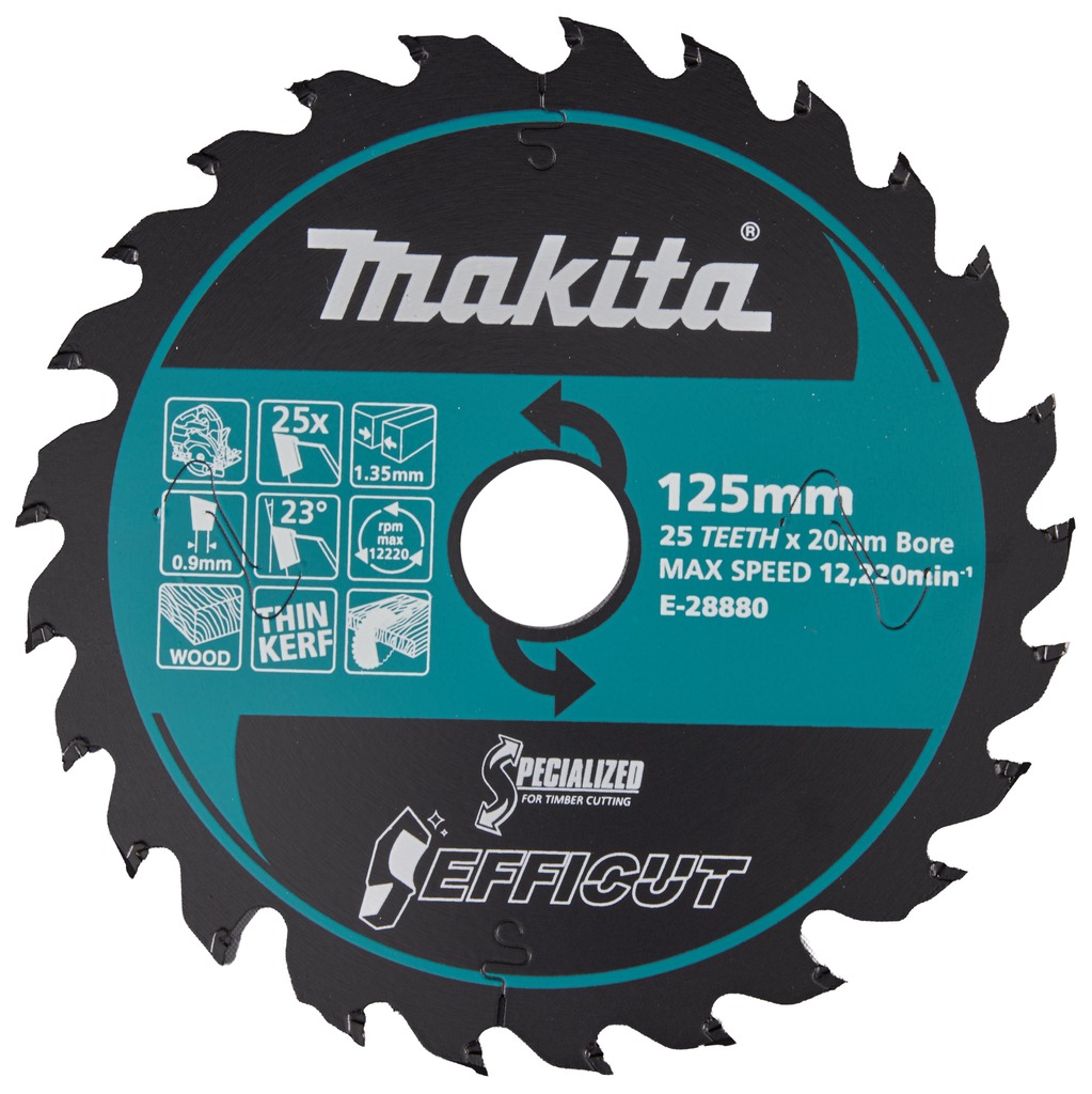 Makita Zubeh&ouml;r E-28880 HM Efficut Kreiss&auml;geblatt f&uuml;r Holz 125 &times; 20 &times; 1,35 mm, 25 Z&auml;hne