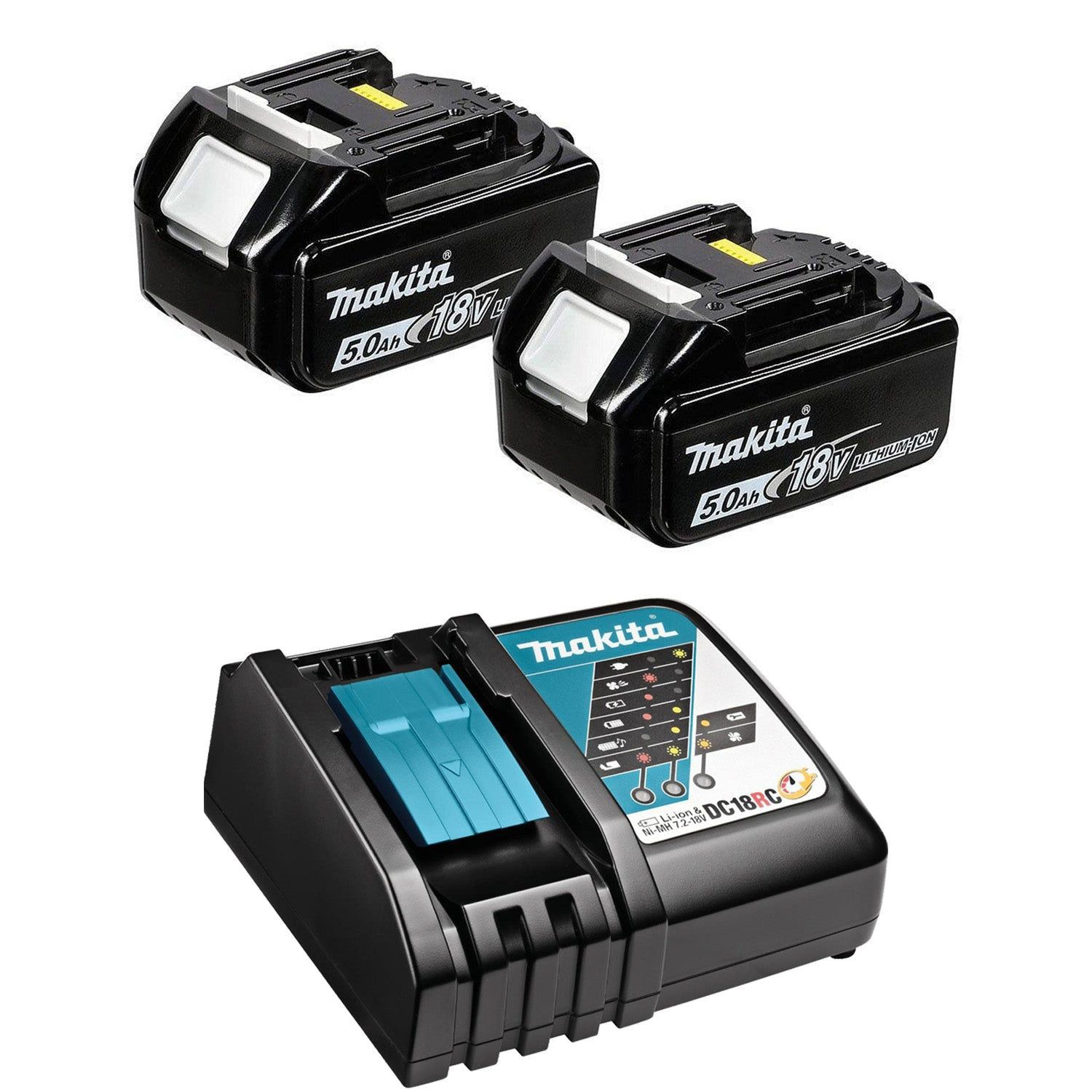 Makita Zubeh&ouml;r DC18BL1850 Akku-Starter-Set 18 V DC18RC + 2xBL1850B