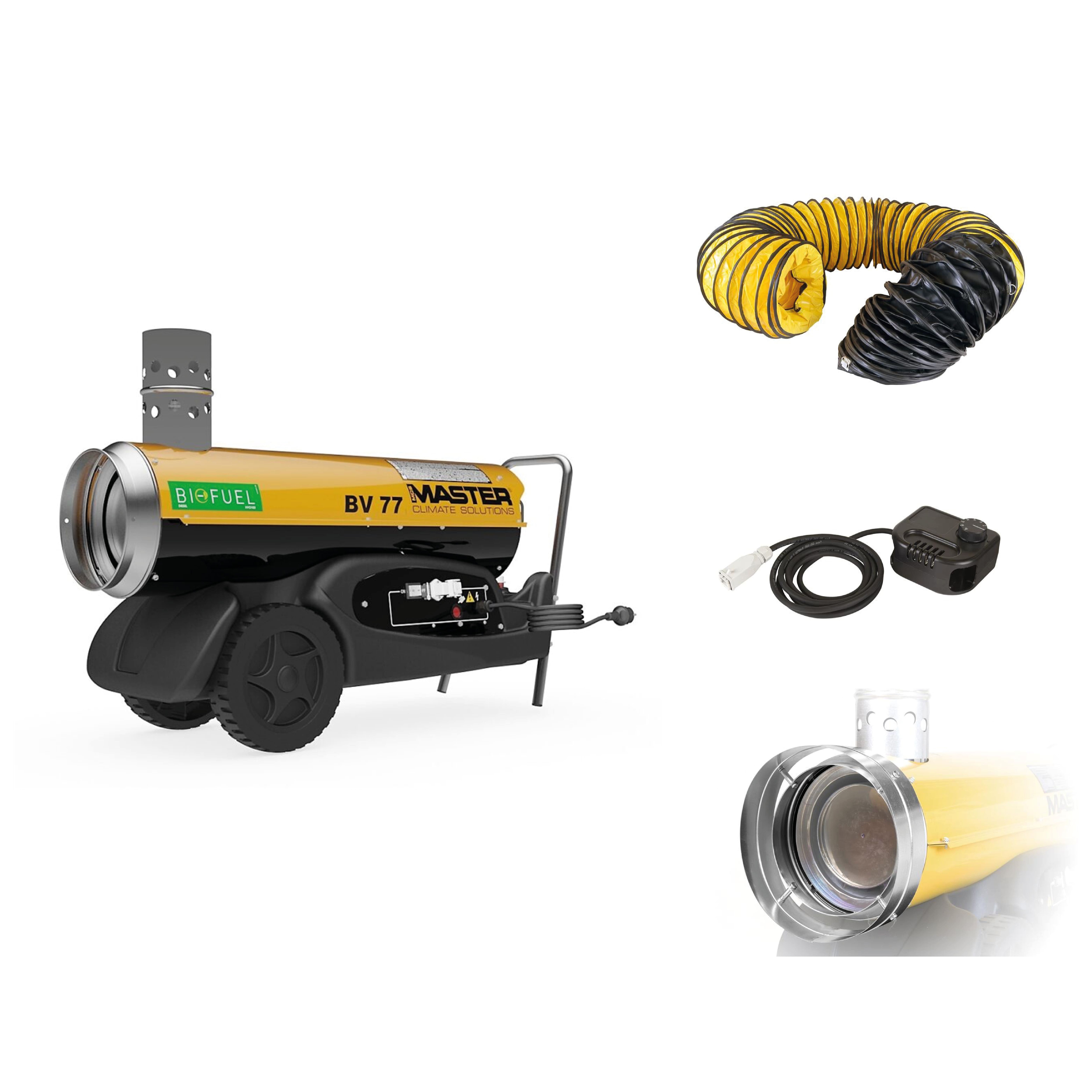 Master 4013.210S BV77E Set Indirekt beheiztes Heizgerät 20kW + 3 m Schlauch + Anschlussstück + Thermostat