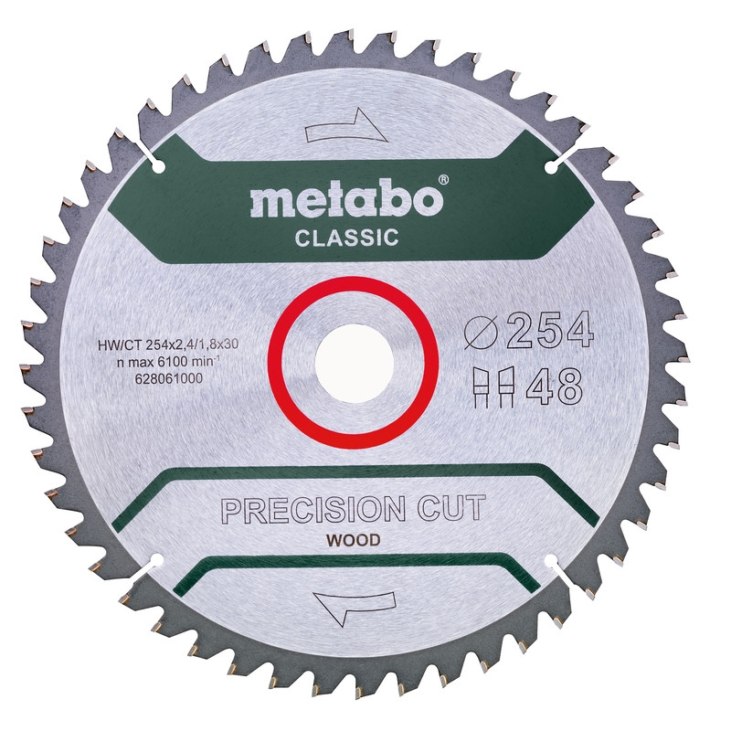 Metabo Zubehör 628061000 Kreissägeblatt HW/CT 254x30, 48 WZ 5°neg.,classic