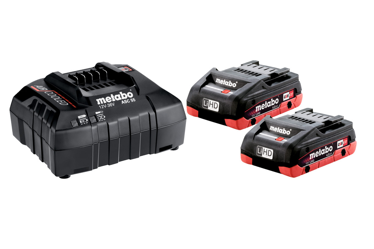 Metabo Zubehör 685163000 Akku-Pack 2 x 18V 4.0Ah LiHD + 1 x Ladegerät ASC 55