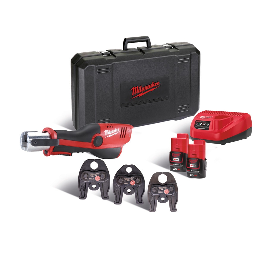 Milwaukee 4933443095 M12 HPT-202C M-SET Hydraulic Accu-Press kit subcompact M-SET press kit 2x 2.0Ah Akku und Ladegerät im Koffer