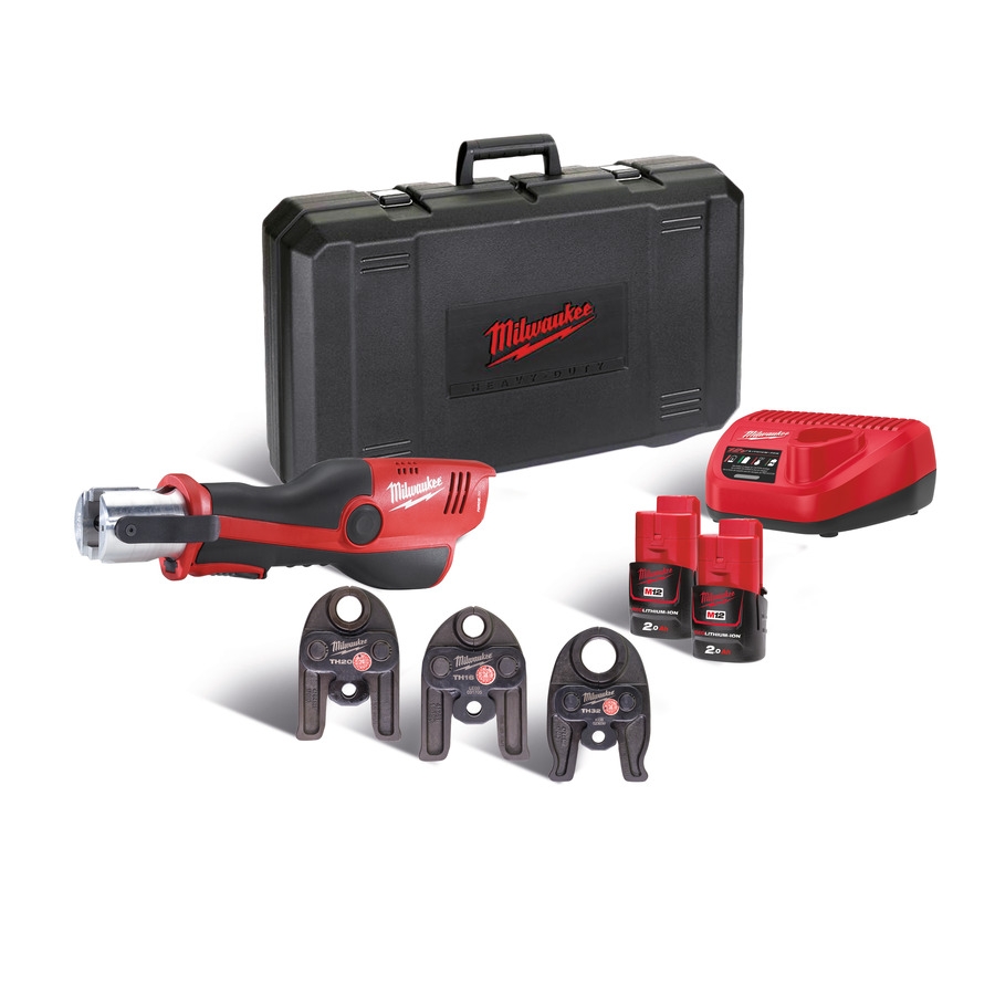 Milwaukee 4933443105 M12 HPT-202C TH-SET Hydraulic Cordless Punch Set subcompact 2x 2.0Ah Akku und Ladegerät im Koffer