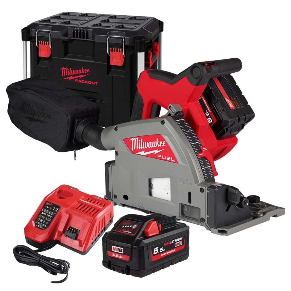 Milwaukee 4933478778 M18 FPS55-552P Akku-Tauchsäge 18V 5,5Ah Li-Ion in PACKOUT™ Toolbox