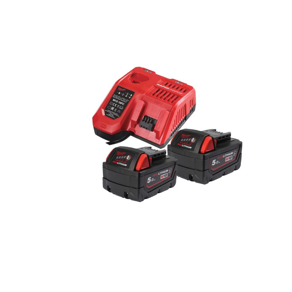 Milwaukee 4932479831 M18 NRGCR-502 NRGCR-502 Akku-Ladeset 2x 5.0Ah Akkus und Schnellladegerät