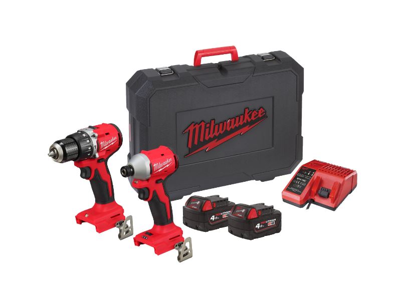 Milwaukee 4933492827 M18 BLCPP2A-402C Powerpack 18V 4.0Ah Li-Ion - M18BLPDRC Schlagbohrmaschine + M18BLIDRC Schlagschrauber