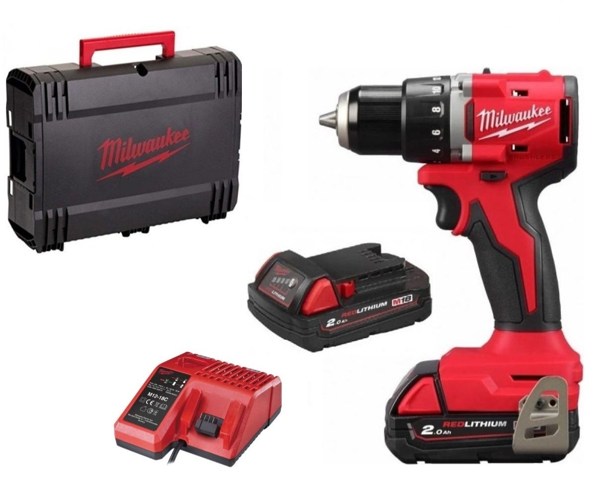 Milwaukee 4933492833 BLDDRC-202C Akku-Bohrschrauber 18V 2.0Ah Li-Ion
