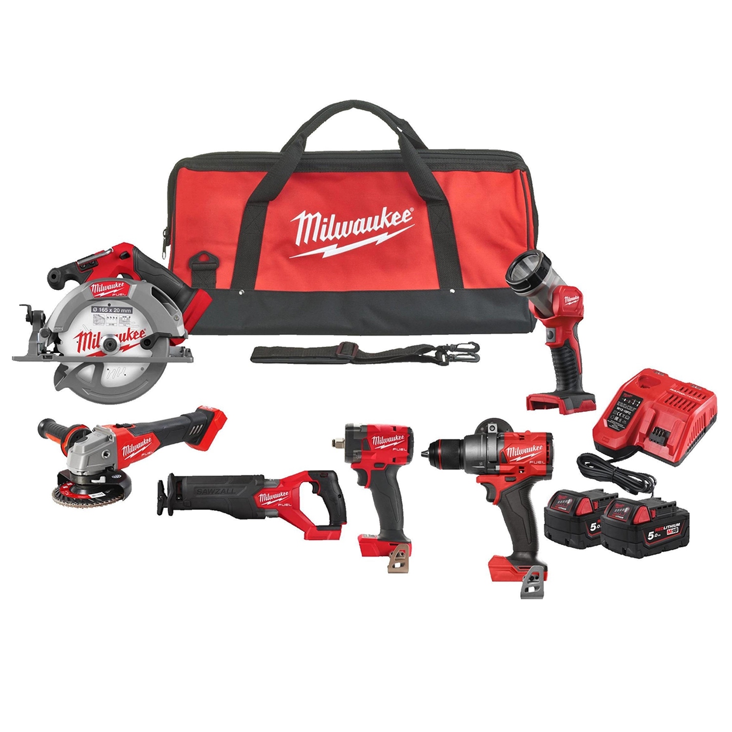 Milwaukee 4933498658 M18 FPP6G3-502B M18 FUEL™ Powerpack 6 Maschinen 18V 5.0Ah Li-Ion in Tasche 4933480874