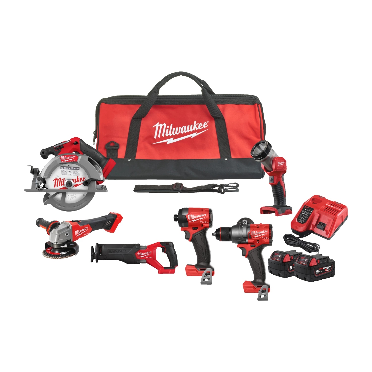 Milwaukee 4933498658 M18 FPP6G3-502B M18 FUEL&trade; Powerpack 6 Maschinen 18V 5.0Ah Li-Ion in Tasche 4933480874