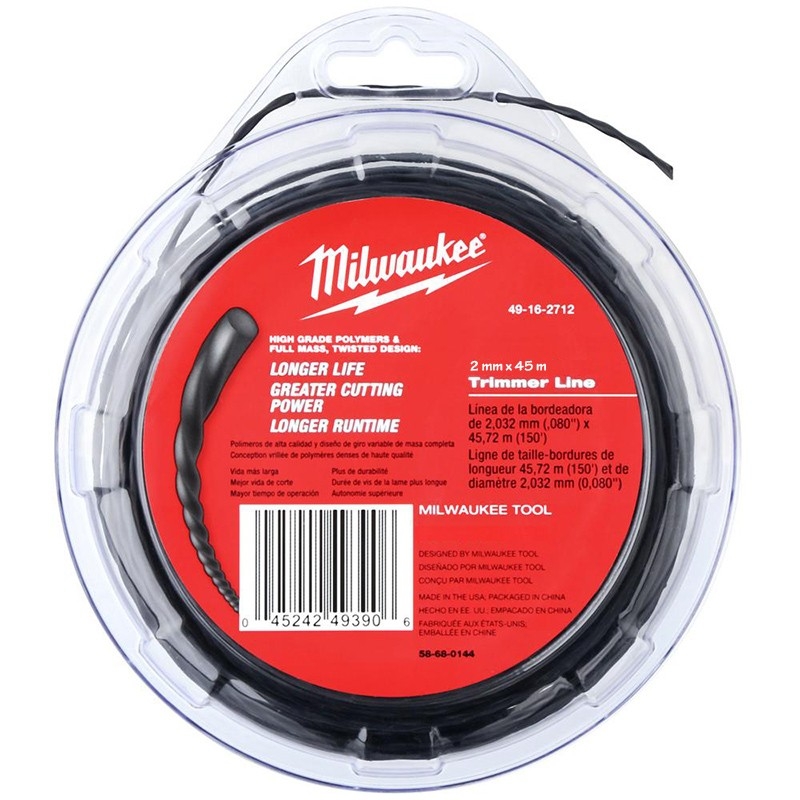 Milwaukee Zubehör 49162712 Schneidfaden 2mm x 45m Systemzubehör für Rasentrimmer