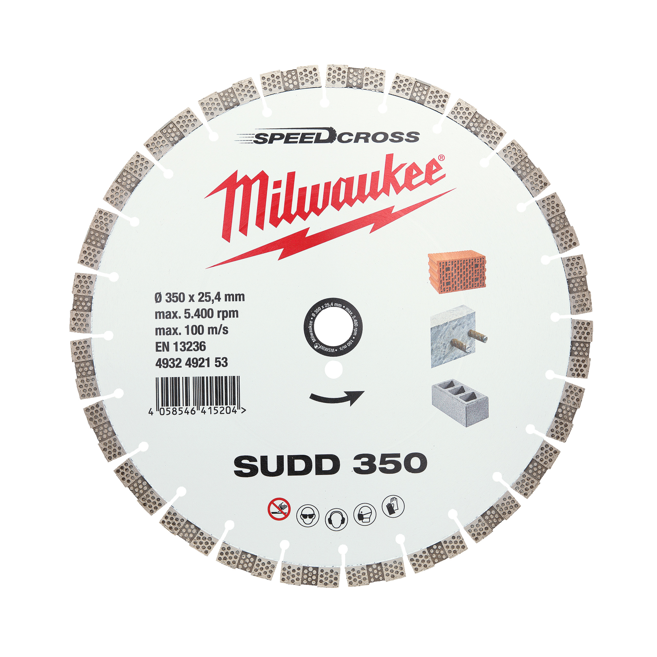 Milwaukee Zubehör 4932492153 Speedcross SUDD Diamantscheibe 350 mm