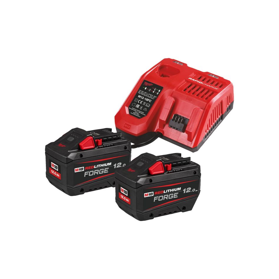 Milwaukee Zubehör 4933498610 M18 FORGE NRG Kit Starter Set 2x 18V 12.0Ah Akku und Ladegerät