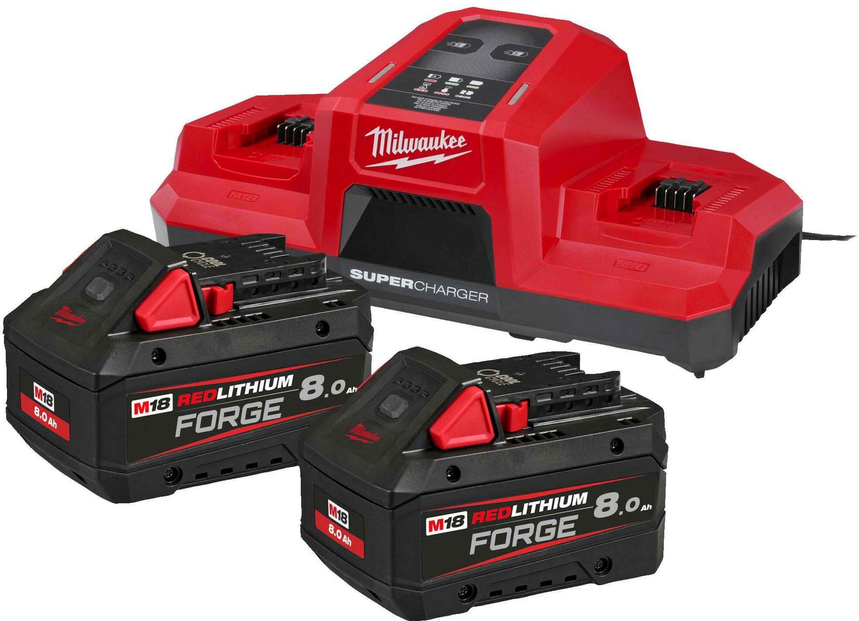 Milwaukee Zubehör 4933498616 M18 FORGENRG-802DBSC Akku-Ladeset (2x 8.0Ah Akku + DBSC Schnellladegerät)