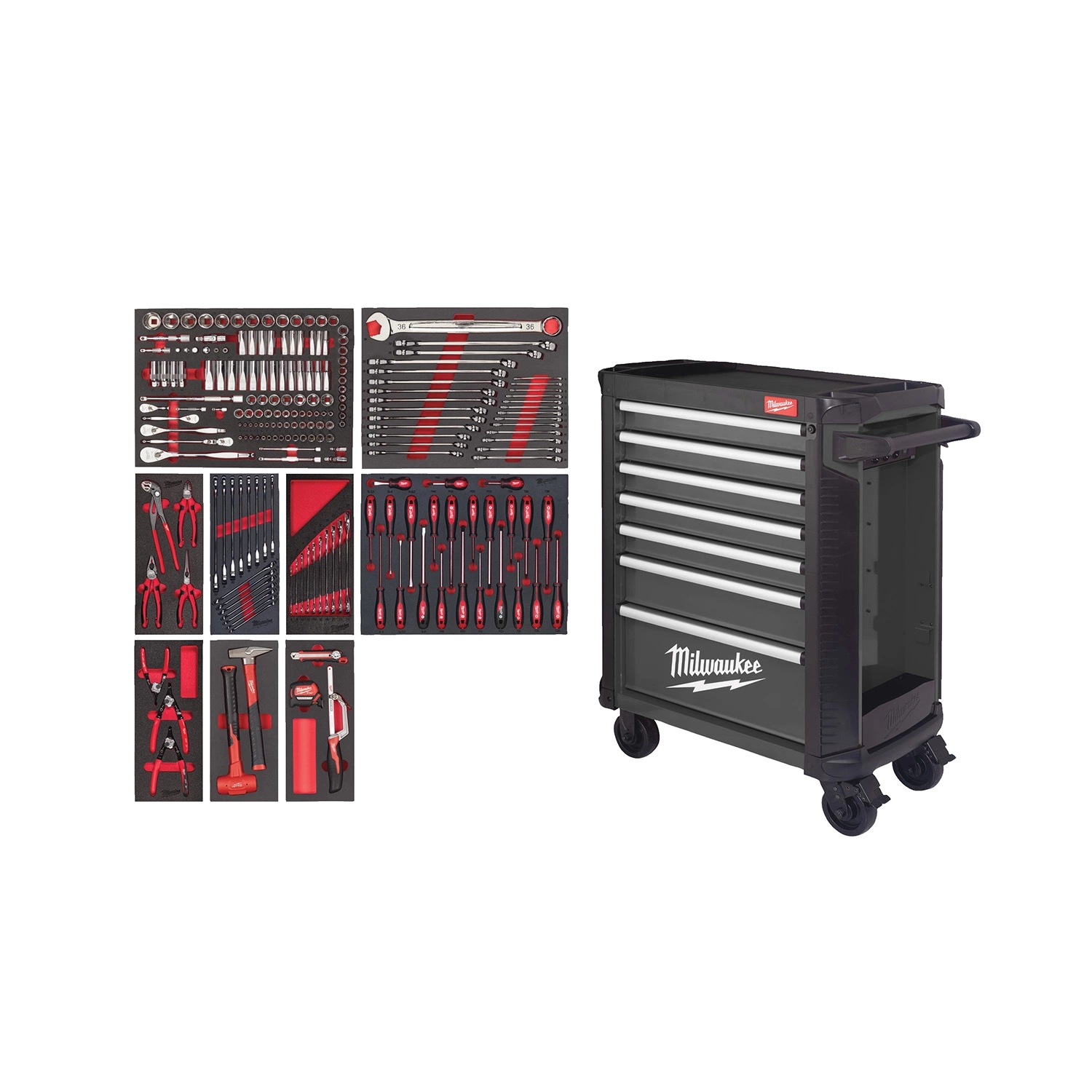 Milwaukee Zubehör 4932500744 TOOLGUARD™ Gefüllter Werkzeugwagen (206 Stück)