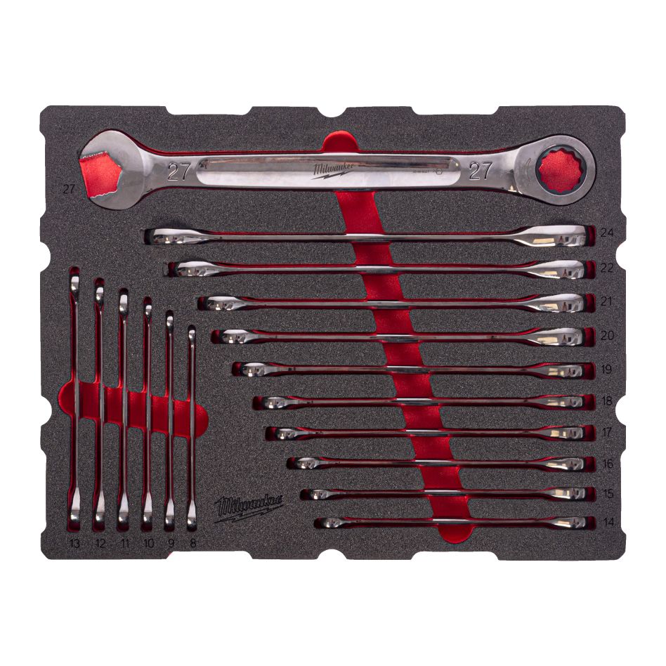 Milwaukee Zubehör 4932501872 Schaumstoffeinlage PACKOUT MAX BITE Ratschen-Ringschlüssel-Satz 17-teilig