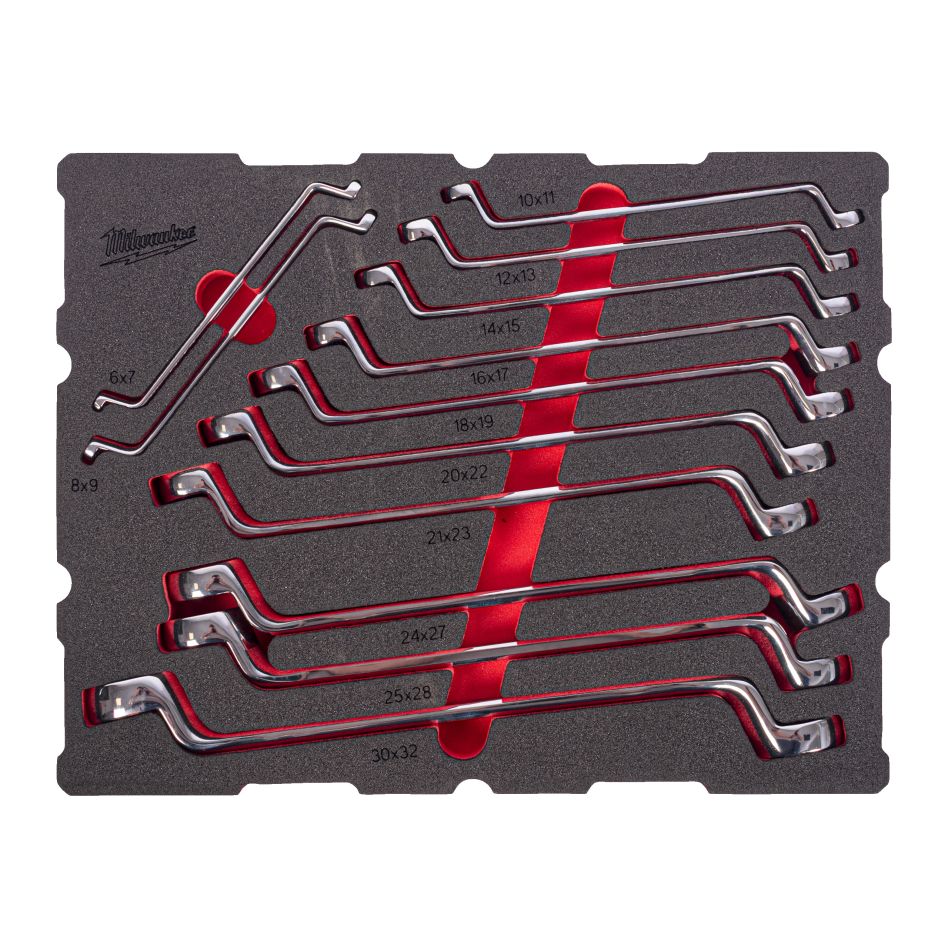 Milwaukee Zubehör 4932501873 Schaumstoff-Inlay PACKOUT Doppelringschlüssel-Satz mit Offset 12-teilig